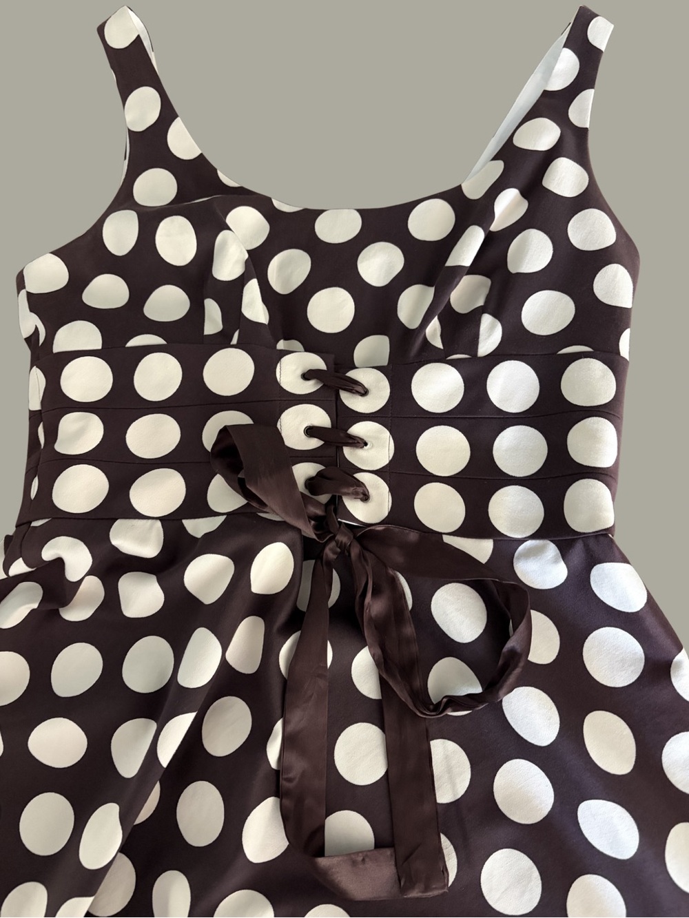 Timeless Charm Vintage Inspired Donna Ricco Polka Dot Corset-Waist Midi Dress - Picture 3 of 10